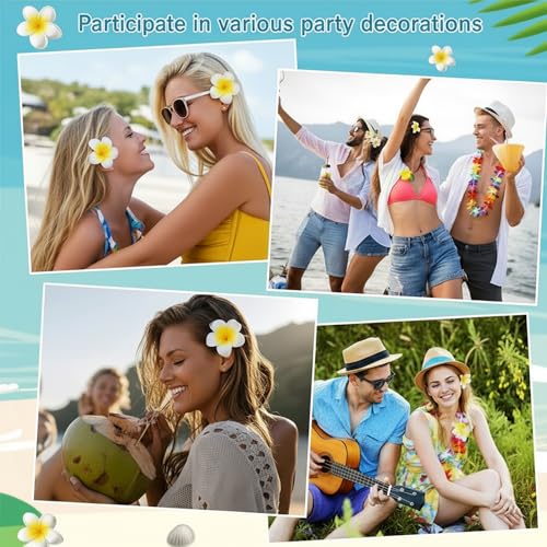 100 Pcs Hawaiian Foam Plumeria Hair Clips - 2.4 Inch, Multicolor Pack