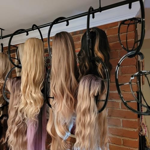 KEILEOHO 15 Inch Collapsible Wig Hanger Stand Pack of 10, Portable Wig & Hat Organizer