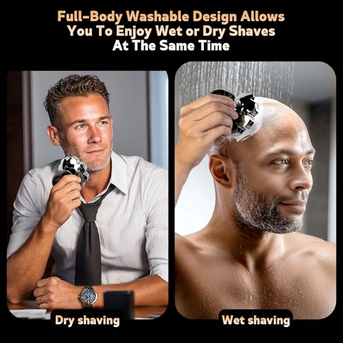 Electric Razor for Men Black - 5-in-1 Wet & Dry Head Shaver with 9D Floating Head