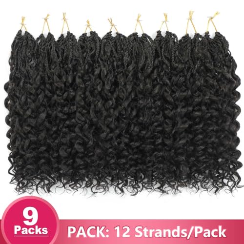 KEPBEAY Pre Looped GoGo Curl Crochet Hair 12 Inch 9 Packs - Model 4# Natural Curly Braiding Extensions
