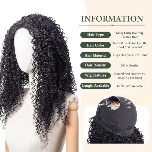 Prosa Kinky Curly Half Wig 18 Inch 3-in-1 Synthetic Hair with Drawstring Headband - Color 1B