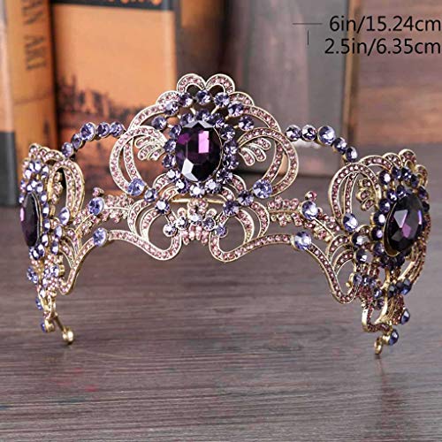 Purple Bridal Tiara Crown with Rhinestones for Wedding and Prom