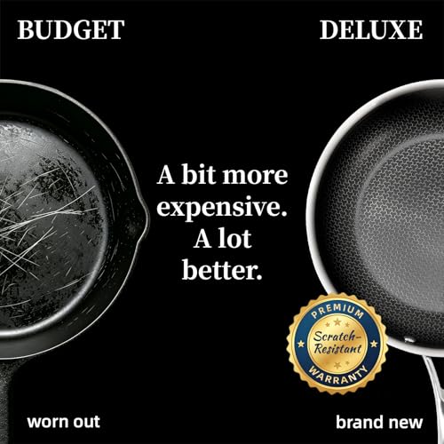 DELUXE 10-Inch Black Hybrid Ceramic Nonstick Frying Pan with Lid