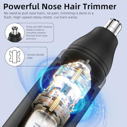 Nose Hair Trimmer Painless Rechargeable Ear and Eyebrow Trimmer Professional with Edge Blades (Black)