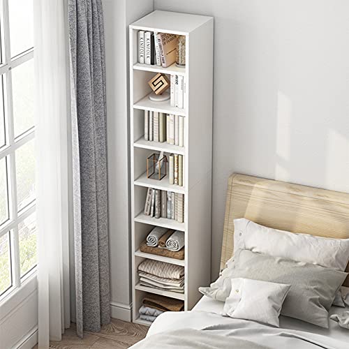 IOTXY Small Narrow Corner Bookcase - 71 Inch Tall White Storage Cabinet, 8 Cubes without Door