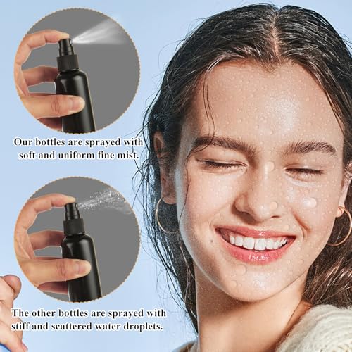 Black Plastic Spray Bottles 2 oz Set with Labels and Funnels - 60 Pack