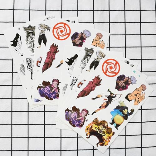 Anime JJK Halloween Face Temporary Tattoos£¨8 Sheets) Gifts Anime Cosplay Decor Tattoos Merch Cartoon Stickers Decal Party Favors Supplies for Teens Adult Man Women