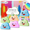 Kids Rainbow Bath Bombs Set - Handmade 8 Pcs with Blueberry, Passion Fruit, Peach, Pineapple Variants
