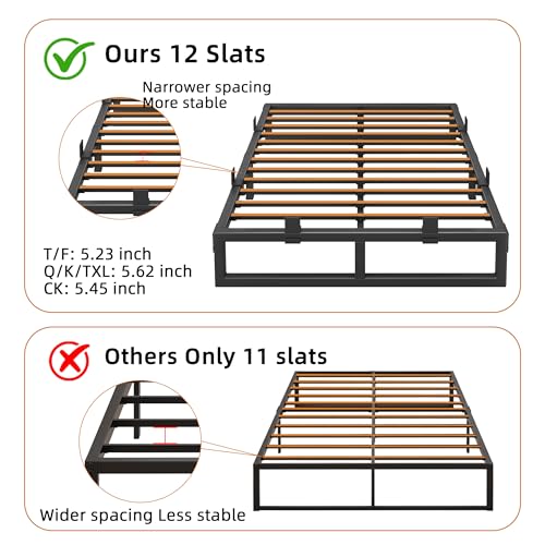 Cresyfu 18 Inch Metal King Bed Frame with Steel Support, Noise-Free, Box Spring-Free, Max Storage