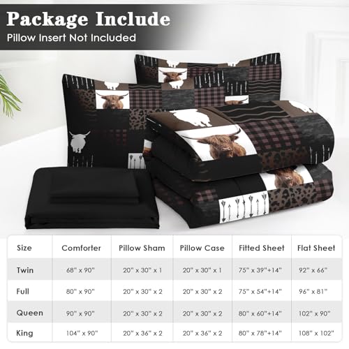 WeCozy Highland Cow King Comforter Set with Sheets (7 Pieces) - Premium Microfiber Bedding