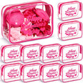 12 Pcs Galentine's Day Clear Makeup Bags with Frame - Hot Pink Gift Set