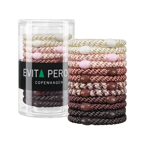 EVITA PERONI Burnt Rose Blush Hair Ties 12 Pack for Thick Hair, Secure Hold