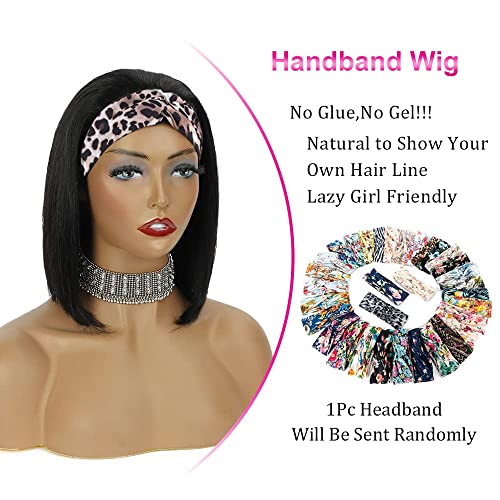 Headband Wig Human Hair Straight Bob 14 Inch for Black Women - None Lace - Variation: Headband Straight Bob Wig / 14 Inch