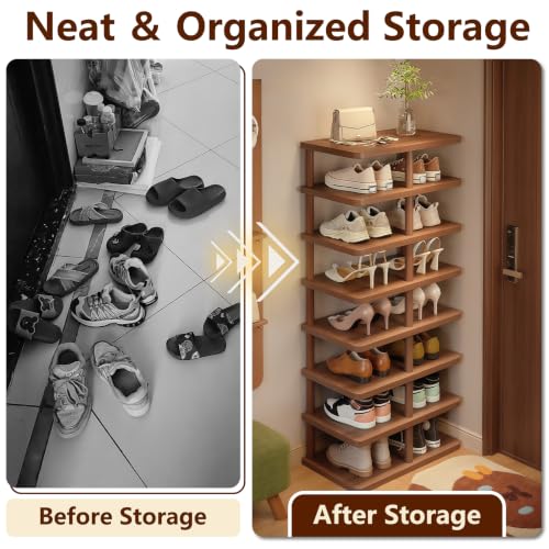 Vertical Shoe Rack 8 Tiers Tall Shoe Shelf for Closet Entryway Space Saving