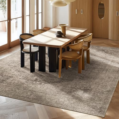 Machine Washable Area Rug 6x9 for Living Room & Bedroom - Brown/Red/Multi