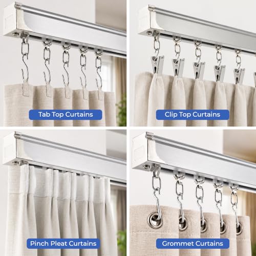 Jos & Haz Ceiling Curtain Track 13.1ft Aluminum Wall & Ceiling Mount - White