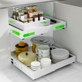 Adjustable 2 Pack Expandable Pull Out Cabinet Organizer for Kitchen & Pantry - White (12-19" W, 16.5-22" D)