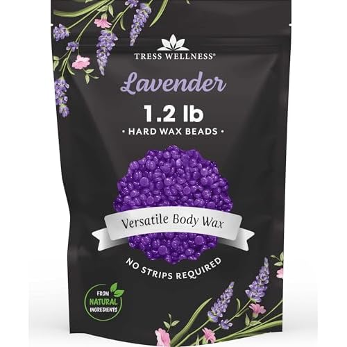 Tress Wellness Wax Beads - Safe for Skin - Dermatologically Tested - At-Home Kit for Bikini, Brazilian & Full Body - Lavender 1.2