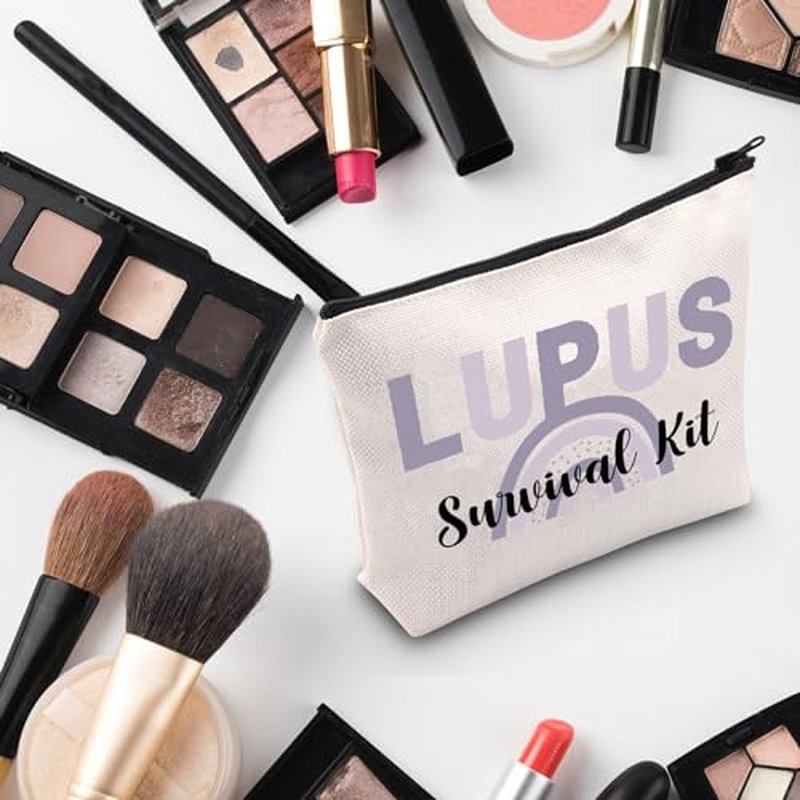 G2TUP Lupus Awareness Gift Lupus Survival Kit Makeup Bag Lupus Warrior Cosmetic Bag Lupus Support Gift Chronic Illness Gift (Lupus Survival Kit MB)
