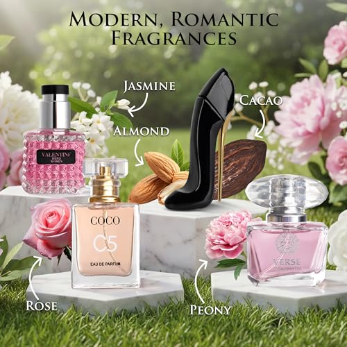 Mini Perfume Set for Women - 4 Long-Lasting Eau de Parfum Travel Bottles