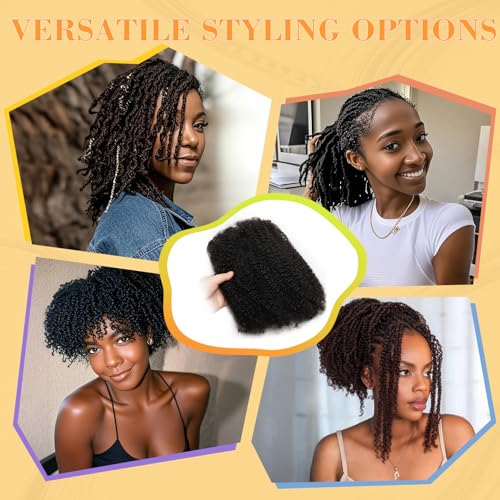 Gemlong Afro Kinky Human Hair Extensions 14 Inch 60g Pack for Micro Locs & Braids