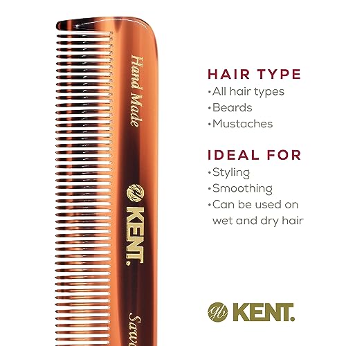 Kent Tortoise Fine Tooth Handmade Pocket Comb 3 Pack Tortoise Shell Style