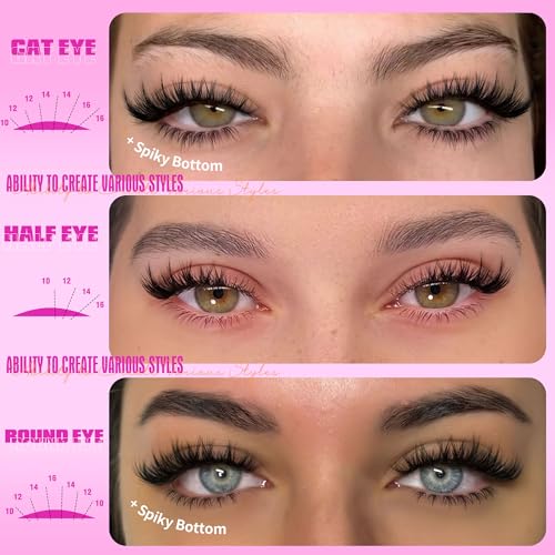 Lash Clusters Wispy Eyelash Clusters 10-18mm 144pcs Cluster Eyelash Extensions Natural Volume Lash Extensions DIY Individual Clusters Soft Thin Clear Band 60+80+100P