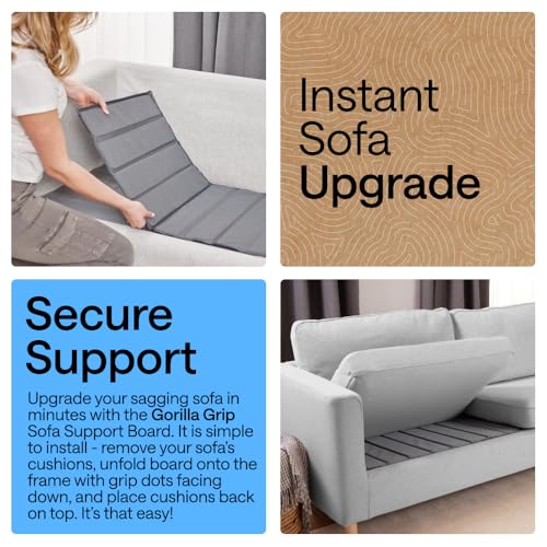 GORILLA GRIP Grey Couch Cushion Support Board 24x90 for Sagging Sofas – XL Oversized