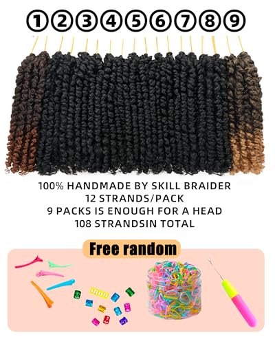 8 Inch Passion Twist Crochet Hair Pack of 9 - Mixed Color, Pre-Twisted, Soft & Bouncy for Black Women & Kids Variation of THIS listing