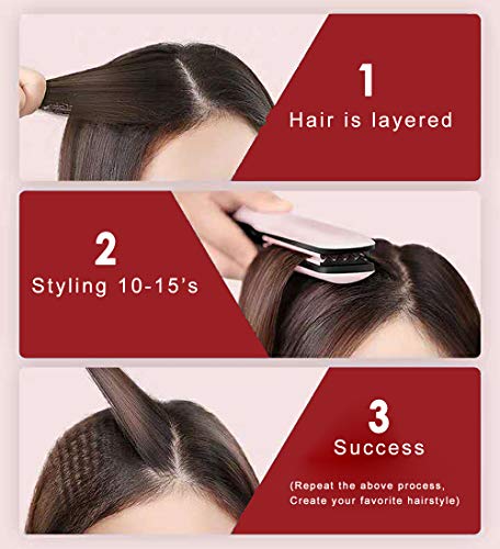 Red Ceramic Hair Crimper Iron for Volumizing & Anti-Static Styling - Adjustable Temp