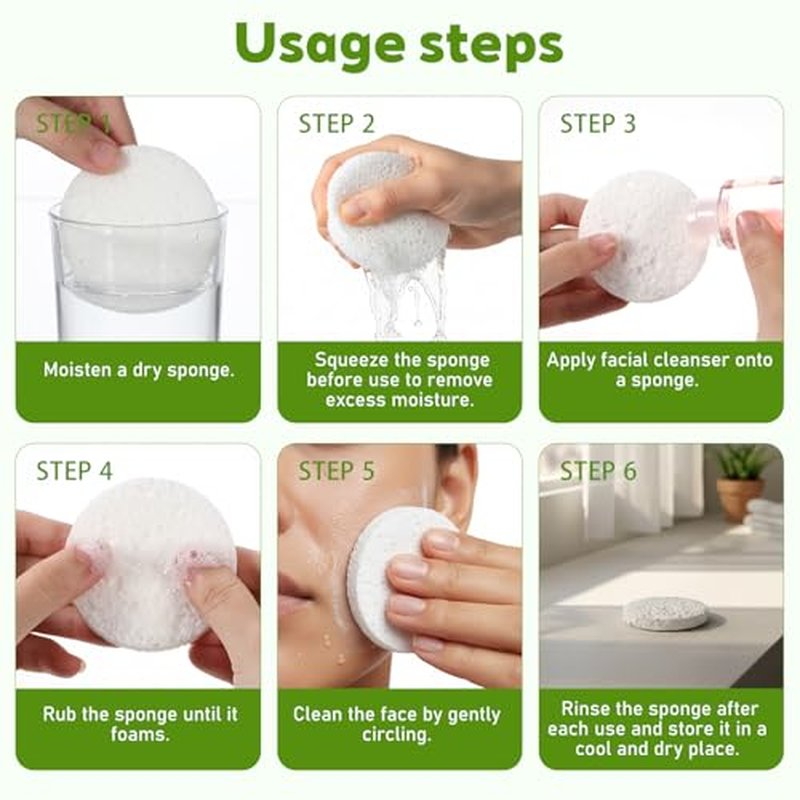 120 Pcs Compressed Facial Sponges with Container, Disposable Round Face Sponge Pads Portable Makeup Removal Wash Sponges for Women Cleansing Makeup Spa (White)