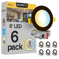 6 Inch Bronze Recessed LED Light Fixture - 5 CCT Dimmable Water-Resistant
