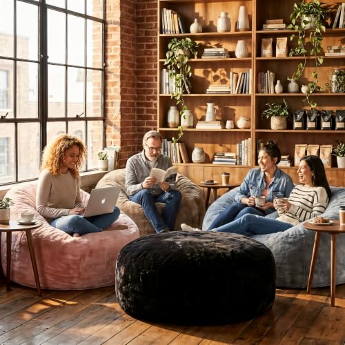 Hobestluk 4FT Grey Giant Bean Bag Chair for Adults with Filler & Removable Cover