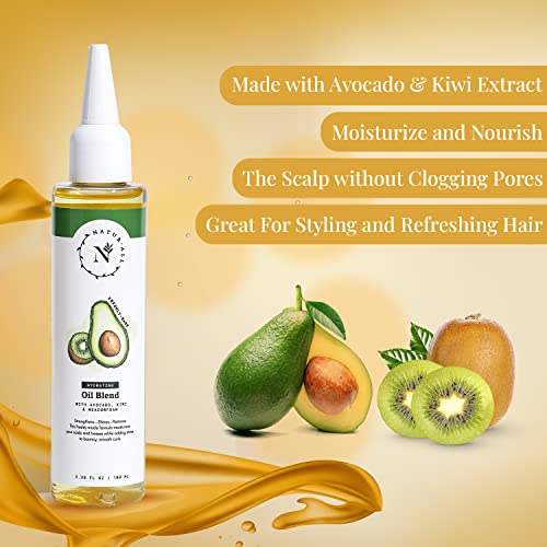 NaturAll Hydrating Hair Oil Blend with Cold Pressed Avocado & Kiwi Seed Oils - Hair Growth Serum for Repair & Frizz - Avocado & Kiwi Variation