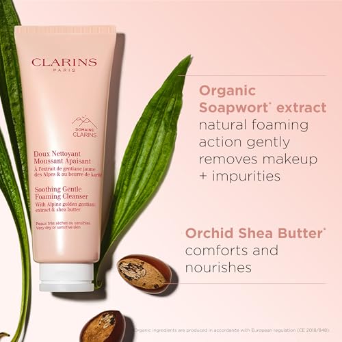 Clarins Soothing Gentle Foaming Face Cleanser 4.2 Oz for Sensitive Skin
