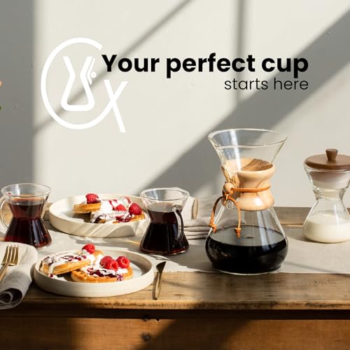 Chemex 6-Cup Classic Series Coffee Maker Bundle with 100 Square Filters
