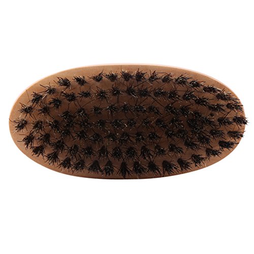 Beard Brush, Men Faux Boar Bristle Wood Handle Military Pocket Mustache Beard Grooming Comb Brush