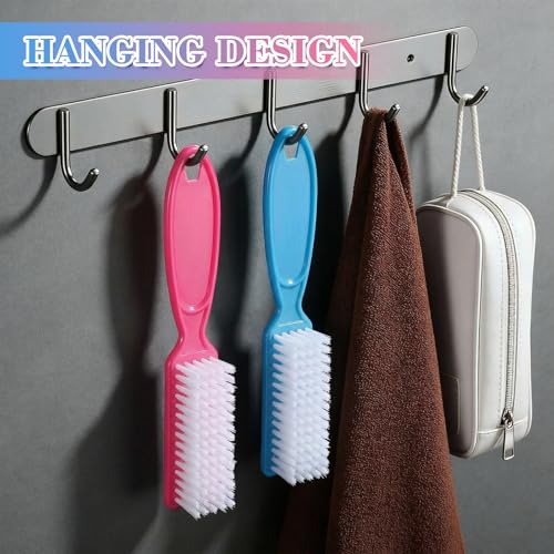 Handle Grip Nail Brush Set - 100 Multicolor Manicure & Pedicure Cleaning Tools with Hanging Hole (10 Colors)