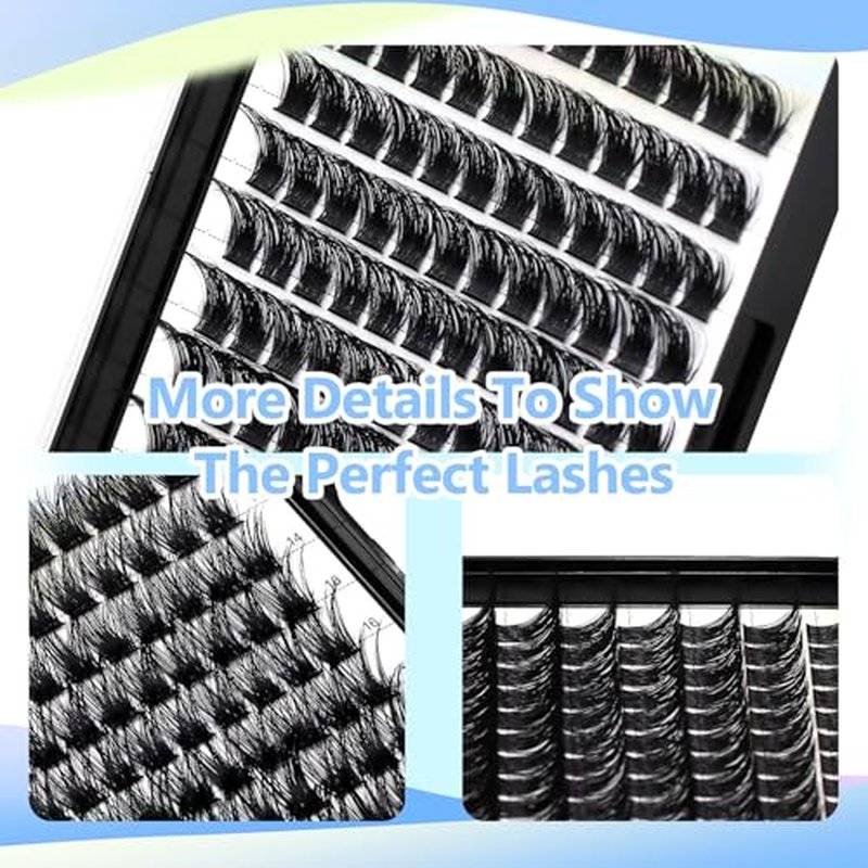 120pcs D Curl Individual Wide Stem Cluster DIY Eye Lashes Extensions Mixed 10-12-14-16mm/14-16-18mm/12-14-16mm Makeup Dramatic Volume Lashes (mixed 12-14-16mm)