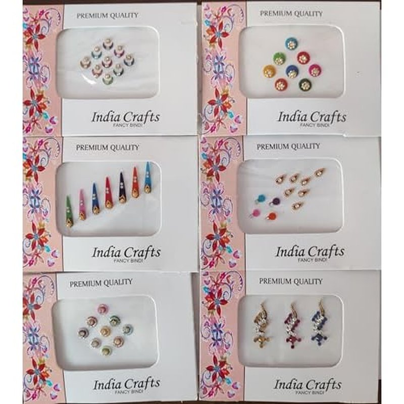 12 Combo Bindi Packs All in One- Multicolored Face Jewels Bindi Stickers Indian Forehead Tika