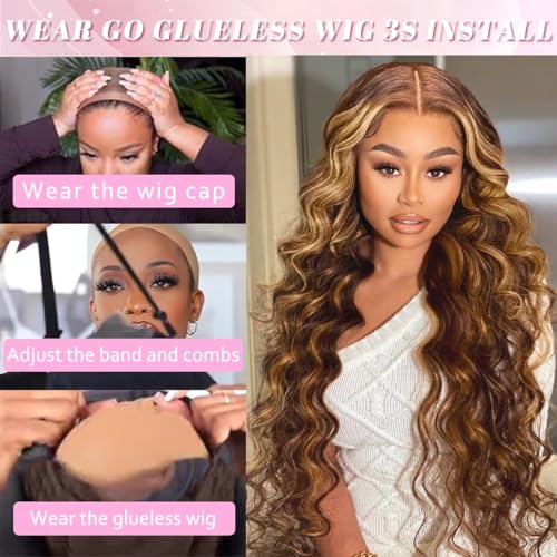 26 Inch Honey Blonde Highlight Human Hair Wig Glueless Bob Style - Variation of Highlight / 26 Inch