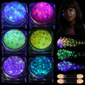 Teenitor 6 Colors Glow in The Dark Glitter Gel, Face Glitter Gel, Body Glitter Hair Glitter for Carnival Makeup UV Black Light Party Cheer Raves Festivals