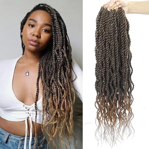 Wavy Senegalese Twist Crochet Hair - 18 Inch, 6 Packs, #1B/27 Variation