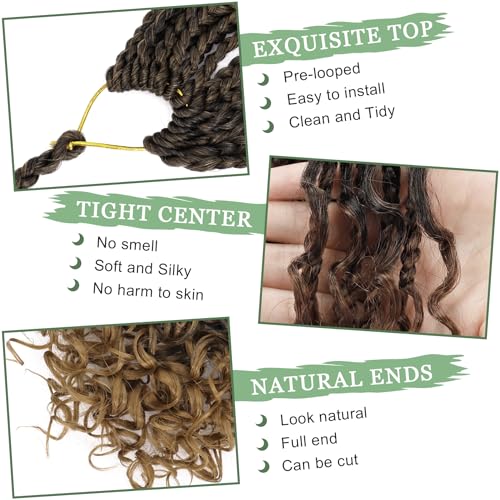 Pre-Looped Goddess Box Braids Crochet Hair 12 Inch - Bohemian Style, 8 Packs - Variation #1B/30/27