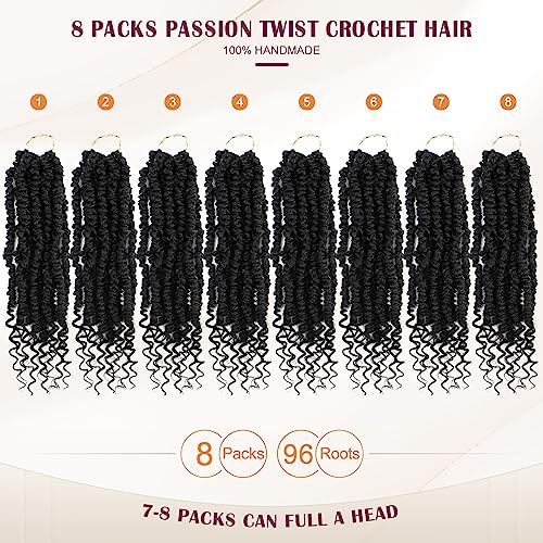 Pre-Looped Passion Twist Crochet Hair 12 Inch - 8 Packs, Ombre 1B/30