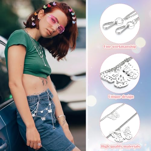 Fourluoo 60 Pcs Y2K Accessories Set for Women - Gradient Pink & Silver Variations