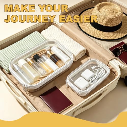 6 Pack Clear Hard Shell Makeup & Travel Organizer Bags - Small, Medium, Large