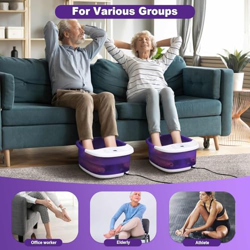 ECARBME Purple Foot Spa Bath Massager with Heat, 22 Rollers, Bubbles & Vibration