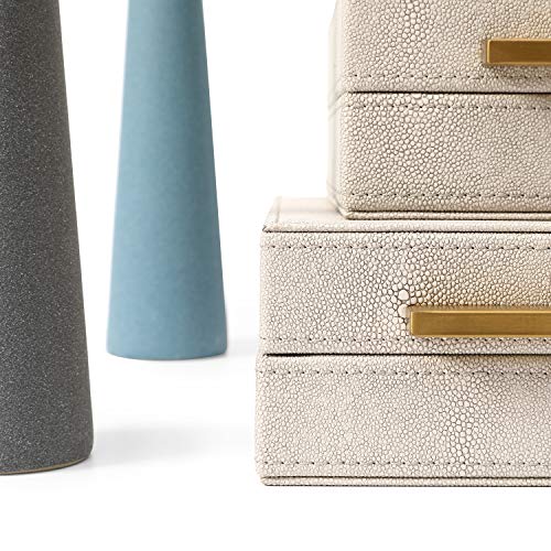 Decorative Faux Ivory Leather Jewelry & Accessory Storage Boxes Set of 3 - Ivory