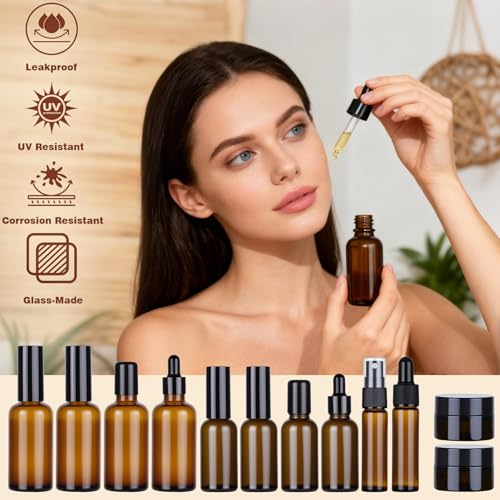 29-Pack TSA Approved Glass Travel Containers Set - Leak-Proof Skincare & Toiletry Bottles